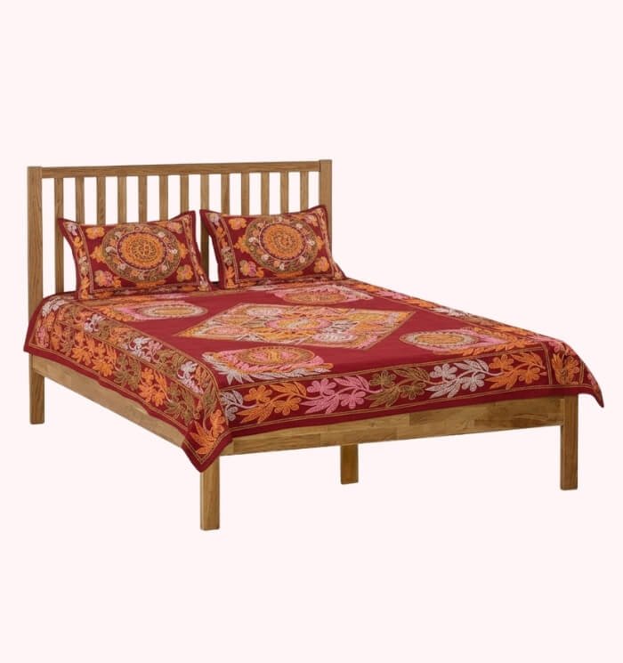 Maroon Nakshi Kantha Bed Cover nakshi bazar