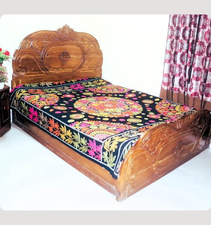 Elegant Black Nakshi Kantha Quilt - Handcrafted Embroidery Art | Nakshi Bazar